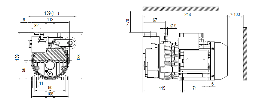 Габаритный чертеж насоса DVP LC.2
