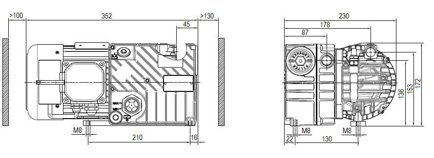 Габаритный чертеж насоса DVP LC.20