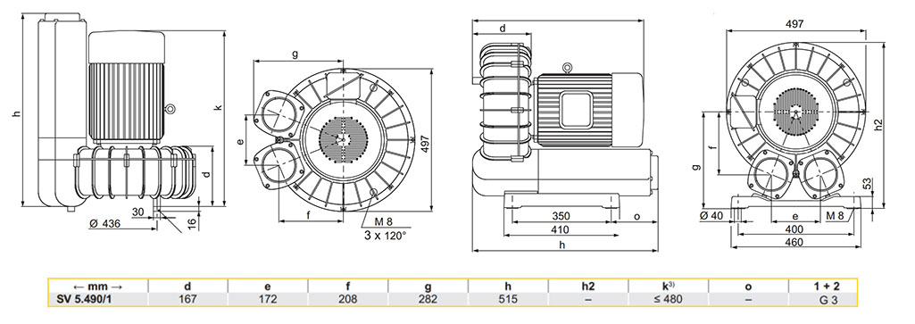 Габаритный чертеж воздуходувки SV 5.490/1