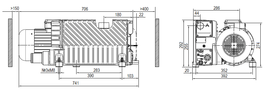 Габаритный чертеж насоса DVP LC.106 WR