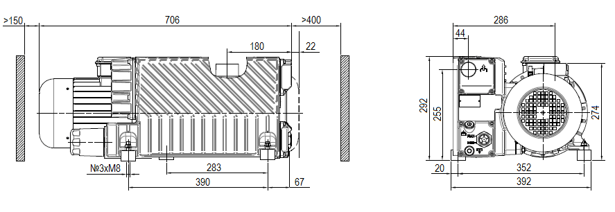Габаритный чертеж насоса DVP LC.106