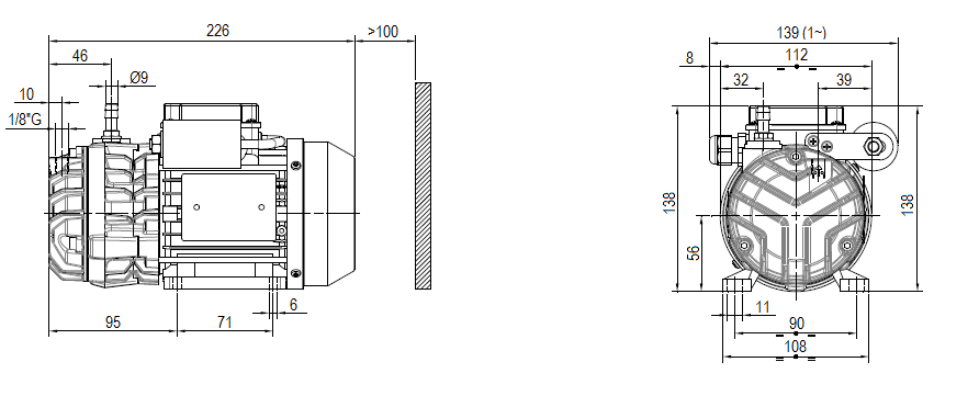 Габаритный чертеж насоса DVP SC.5_220