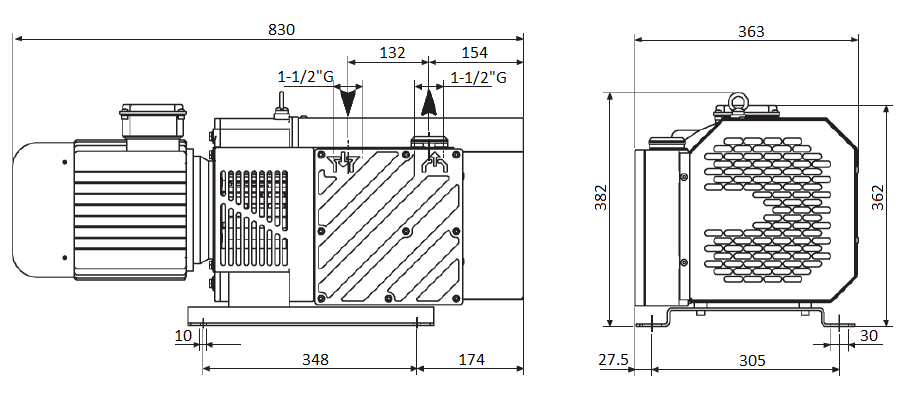 Габаритный чертеж насоса DVP SC.140