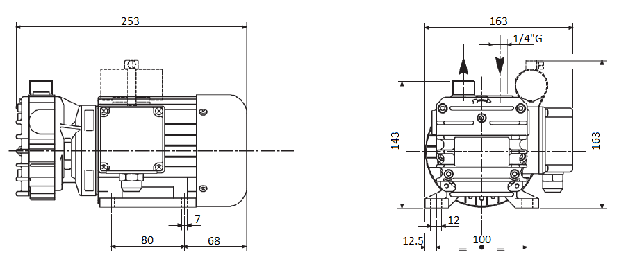 Габаритный чертеж насоса DVP SB.6