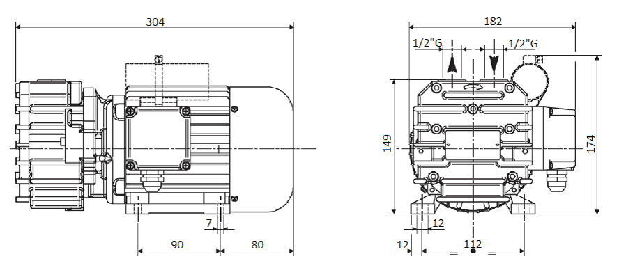 Габаритный чертеж насоса DVP SB.10_220 TV