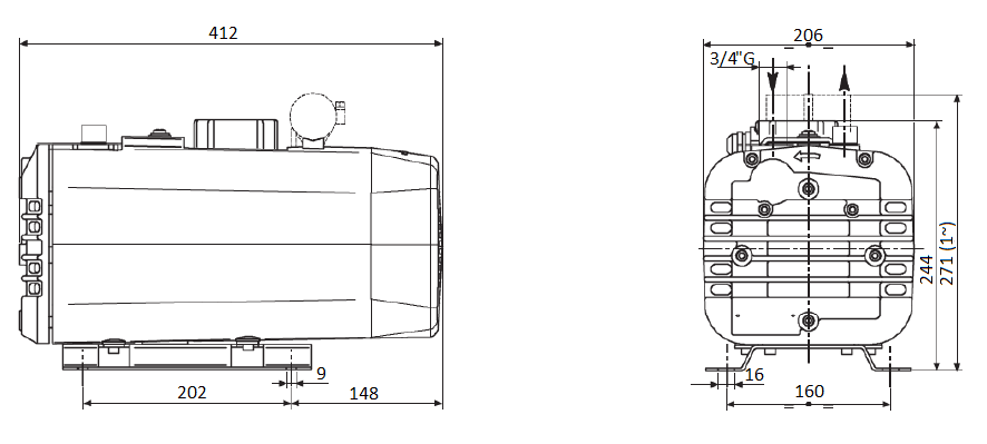 Габаритный чертеж насоса DVP SB.25_220