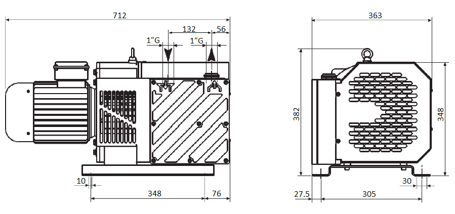 Габаритный чертеж насоса DVP SC.80
