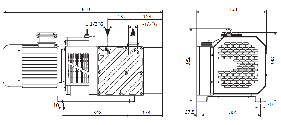Габаритный чертеж насоса DVP SC.100