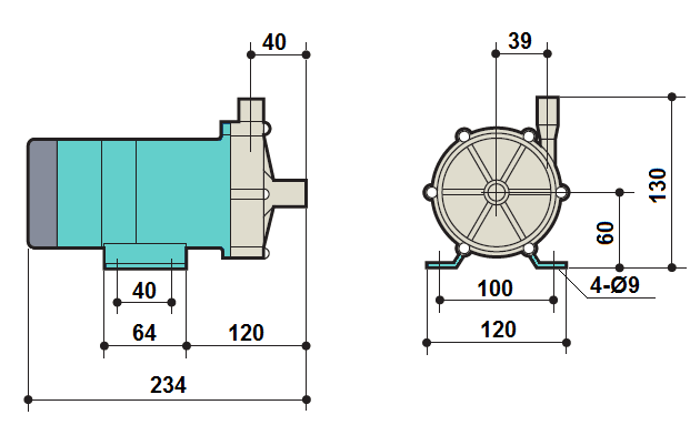 Габаритный чертеж насоса Zenova MDP-30RZM-220