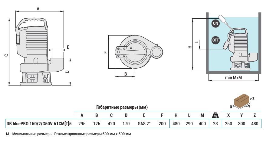 Габаритный чертеж насоса DR bluePRO 150/2/G50V A1CM5