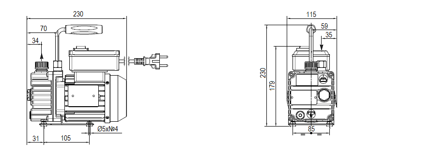 Габаритный чертеж насоса DVP RD.2D