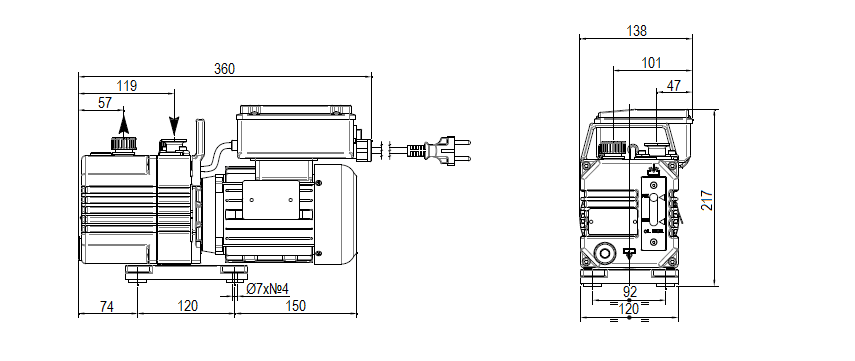 Габаритный чертеж насоса DVP DB.2D