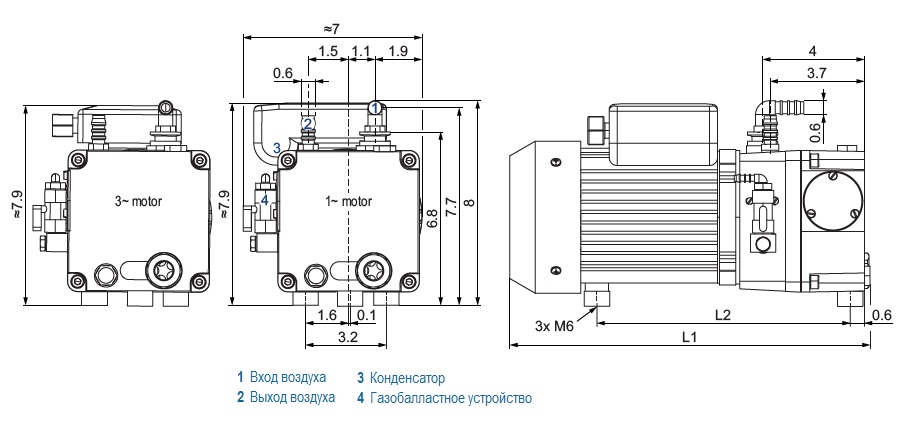 Габаритный чертеж насоса Becker O 5.6