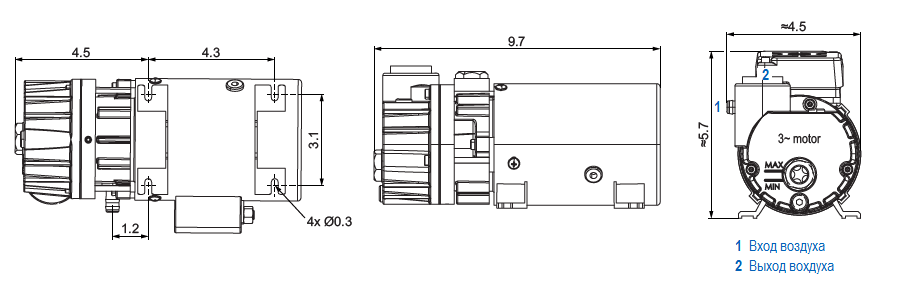Габаритный чертеж насоса Becker O 5.4