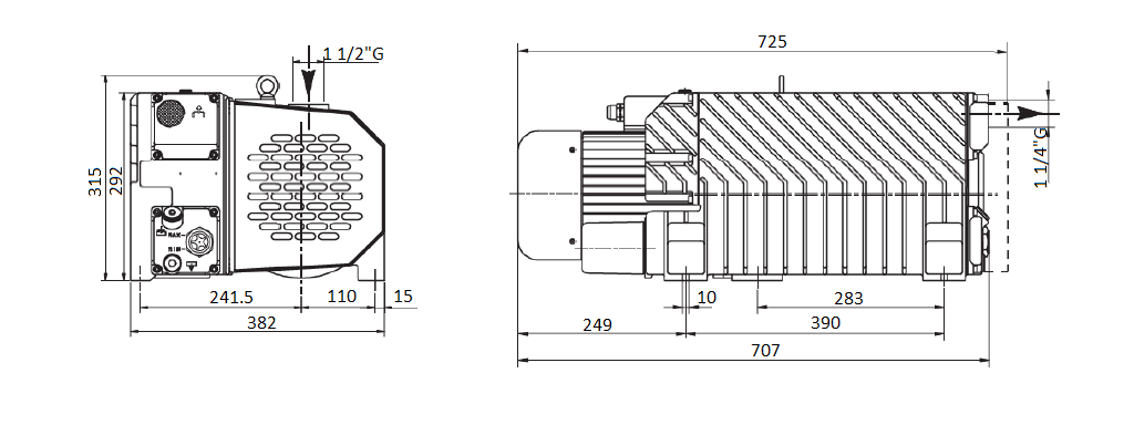 Габаритный чертеж насоса DVP LC.105