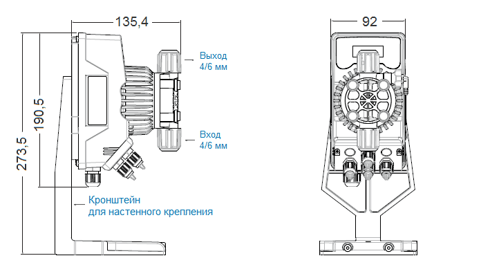 Габаритный чертеж насоса Seko Kompact DPT200