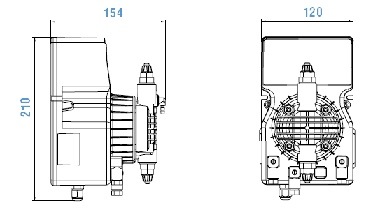 Габаритный чертеж насоса Etatron DLX PH-RX/MBB 20-03