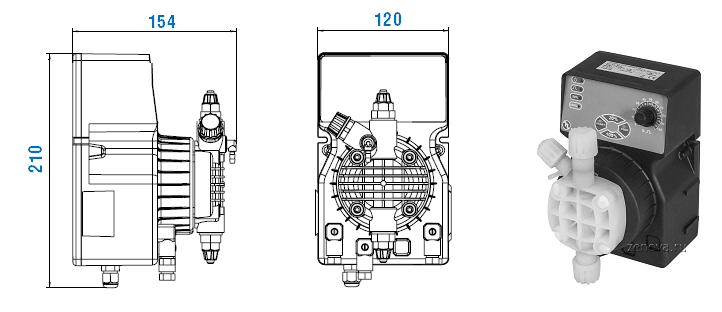 Габаритный чертеж насоса Etatron DLX MA/AD 01-15