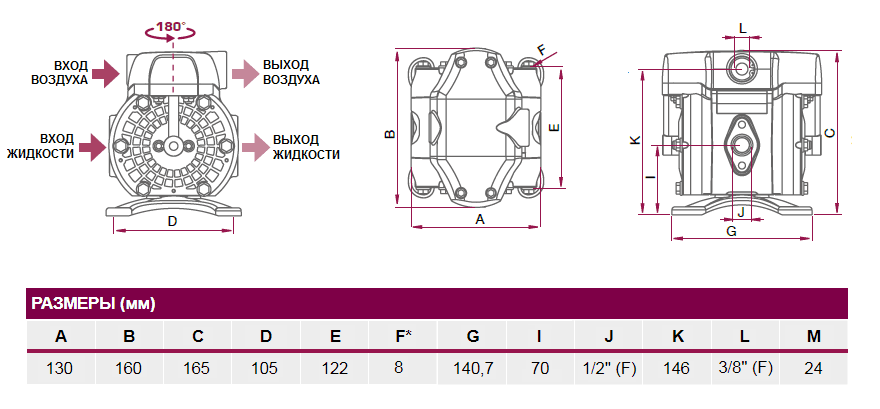 Габаритный чертеж насоса Samoa DF30_PB