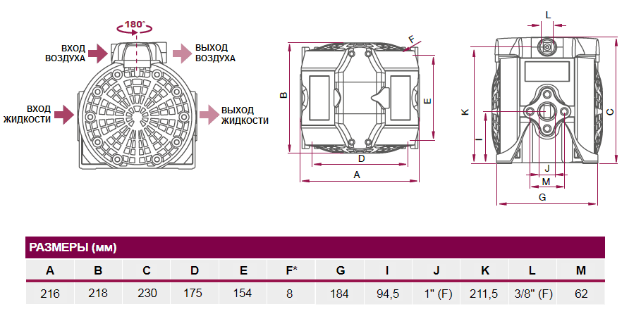 Габаритный чертеж насоса Samoa DF100_PP