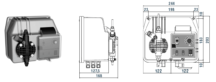Габаритный чертеж насоса Etatron BT MA/AD 05-20