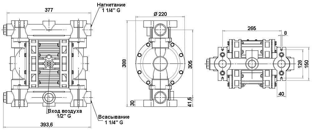 Габаритный чертеж насоса Debem BOXER 150-AL