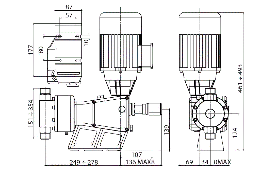 Габаритный чертеж насоса Etatron P BP0312--00600