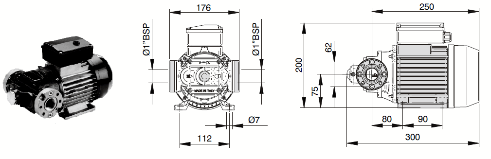Габаритный чертеж насоса Piusi E80 T