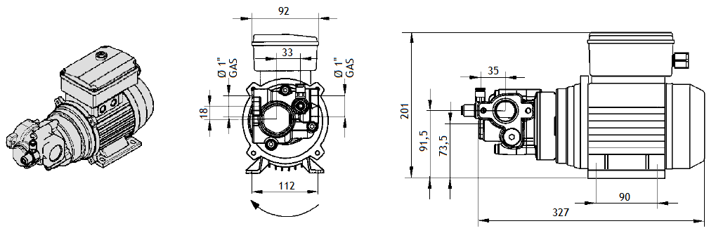 Габаритный чертеж насоса Piusi Viscomat 200/2 T Gear