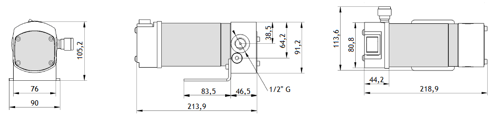 Габаритный чертеж насоса Piusi Viscomat DC 60/1 12V