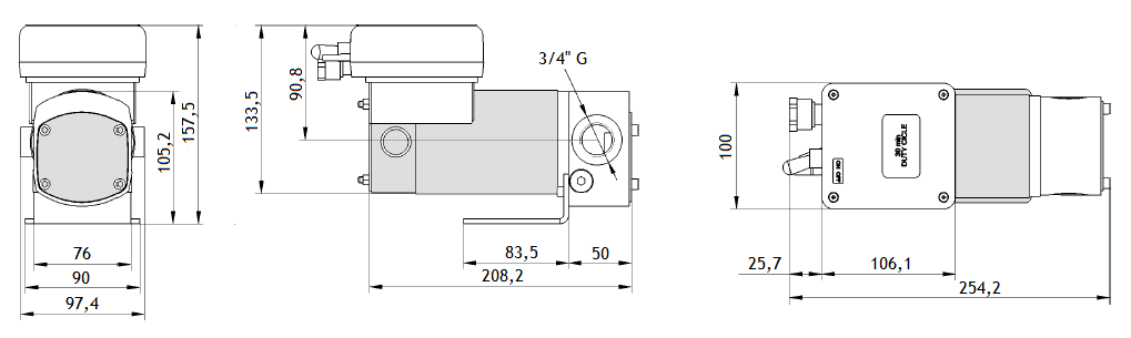 Габаритный чертеж насоса Piusi Viscomat DC 60/2 12V