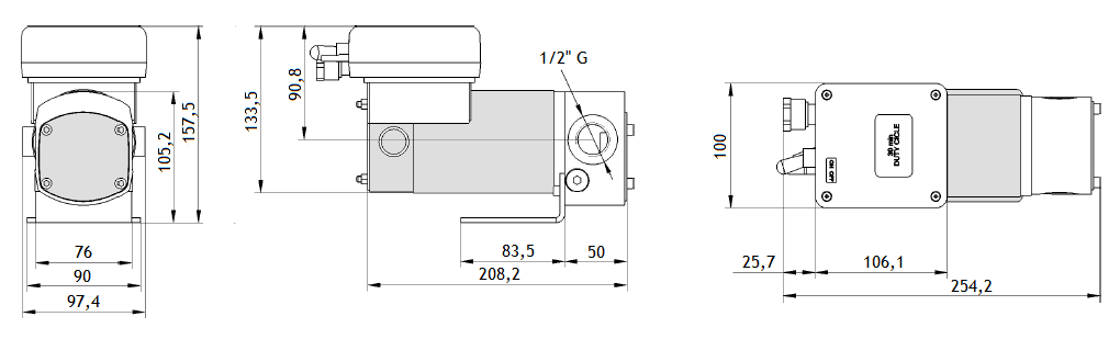 Габаритный чертеж насоса Piusi Viscomat DC 120/1 12V