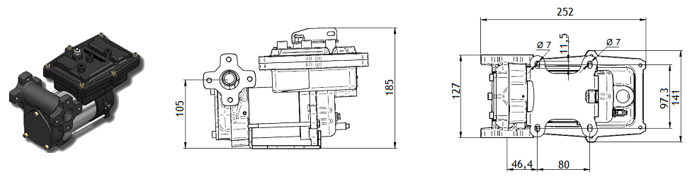Габаритный чертеж насоса Piusi EX50 230V AC ATEX