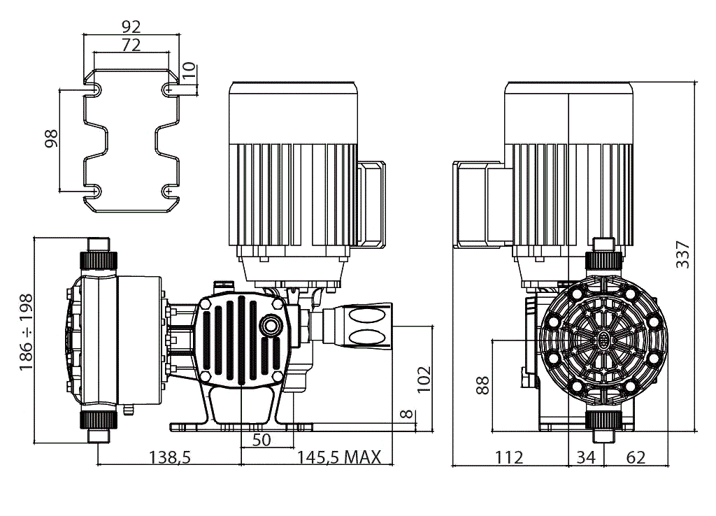 Габаритный чертеж насоса Etatron ST-D AD0084--00100