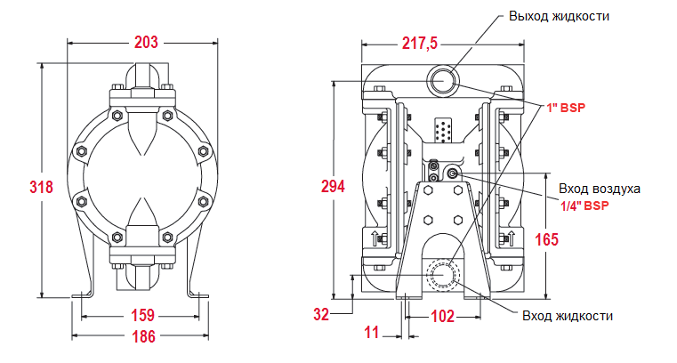 Габаритный чертеж модели Vetlan Pneumatic ADP-666120-344-C