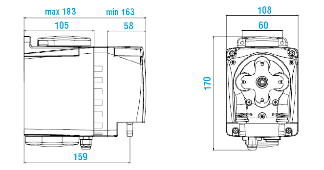 Габаритный чертеж насоса Etatron BH3-V PER 1001