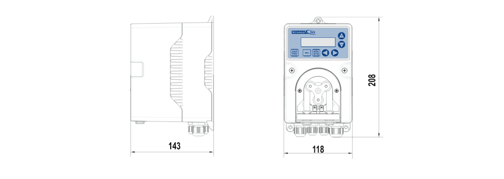 Габаритный чертеж насоса Seko Kronos KRFM0302