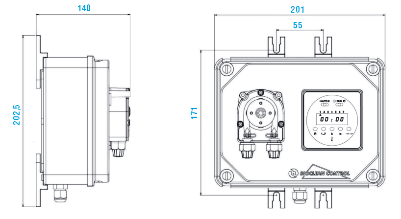 Габаритный чертеж насоса Etatron BioClean Control PER 1101 230V