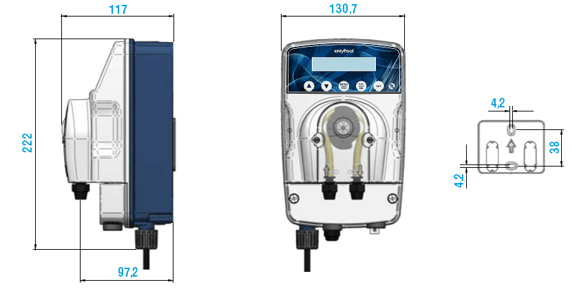 Габаритный чертеж насоса Etatron eMyPOOL RX 0101