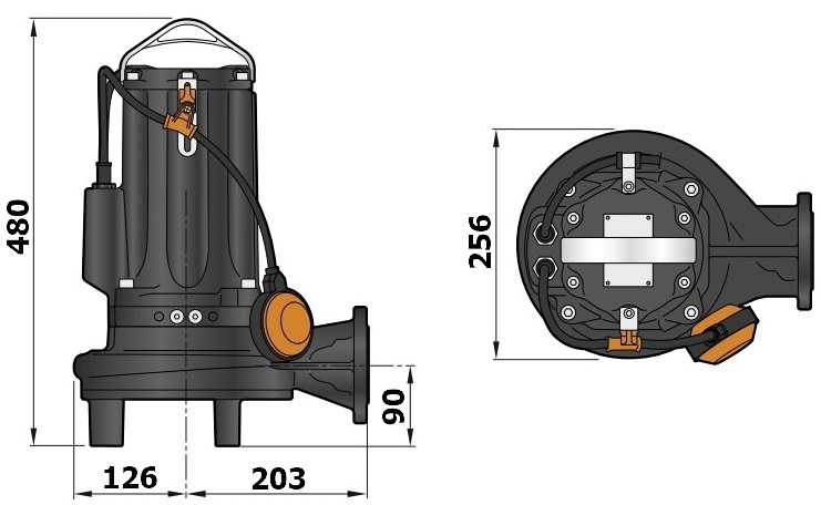 Габаритный чертеж модели Pedrollo TR 3 AP