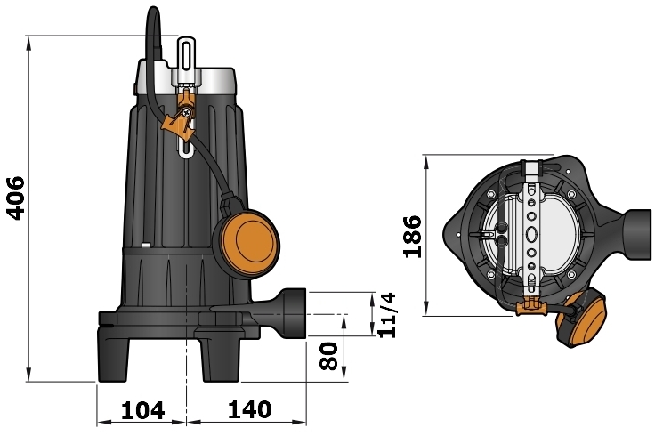 Габаритный чертеж модели Pedrollo TR 1,1