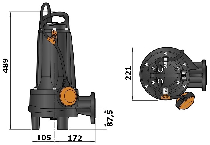Габаритный чертеж модели Pedrollo TR 2,2