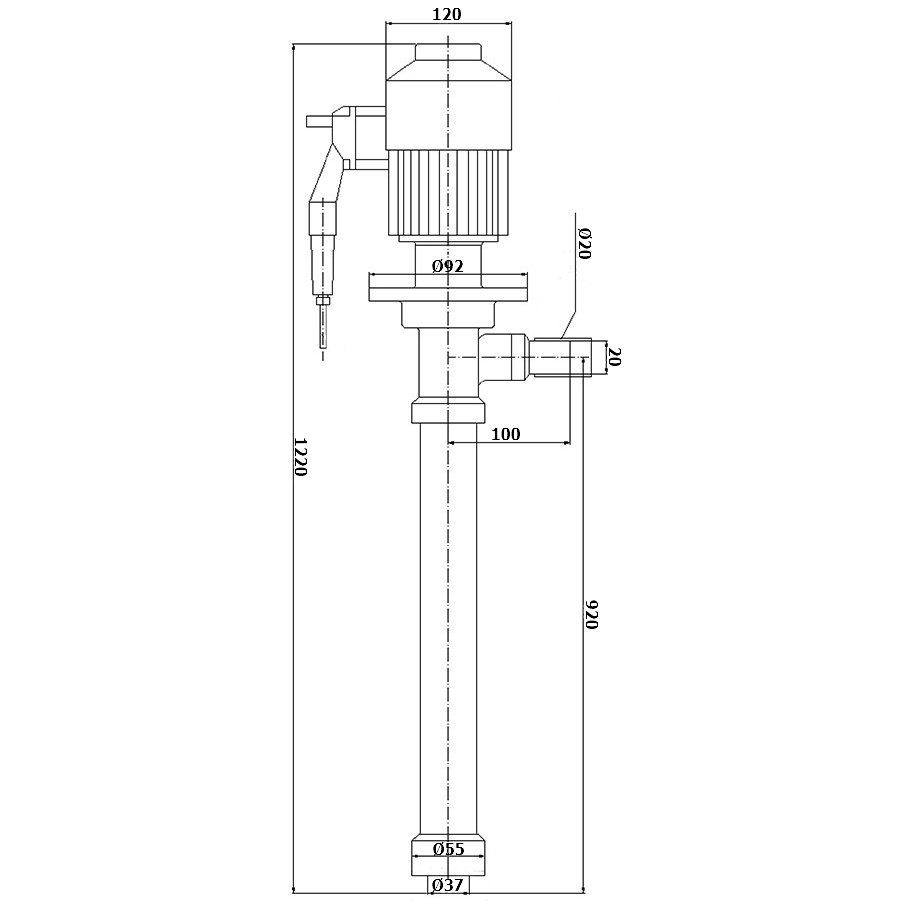 Габаритный чертеж модели Vetlan BP40-SS