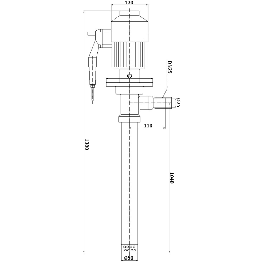 Габаритный чертеж модели Vetlan BP150-SS316L-Ex