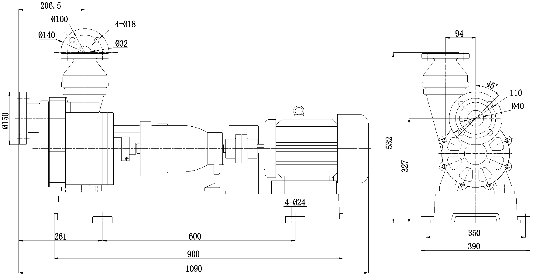 Габаритный чертеж модели Vetlan 40FZB-20L_030