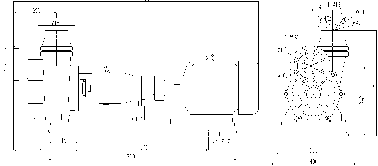 Габаритный чертеж модели Vetlan 40FZB-30L_040