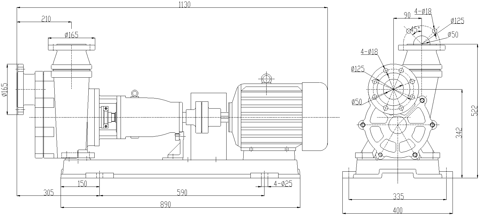 Габаритный чертеж модели Vetlan 50FZB-30L_040