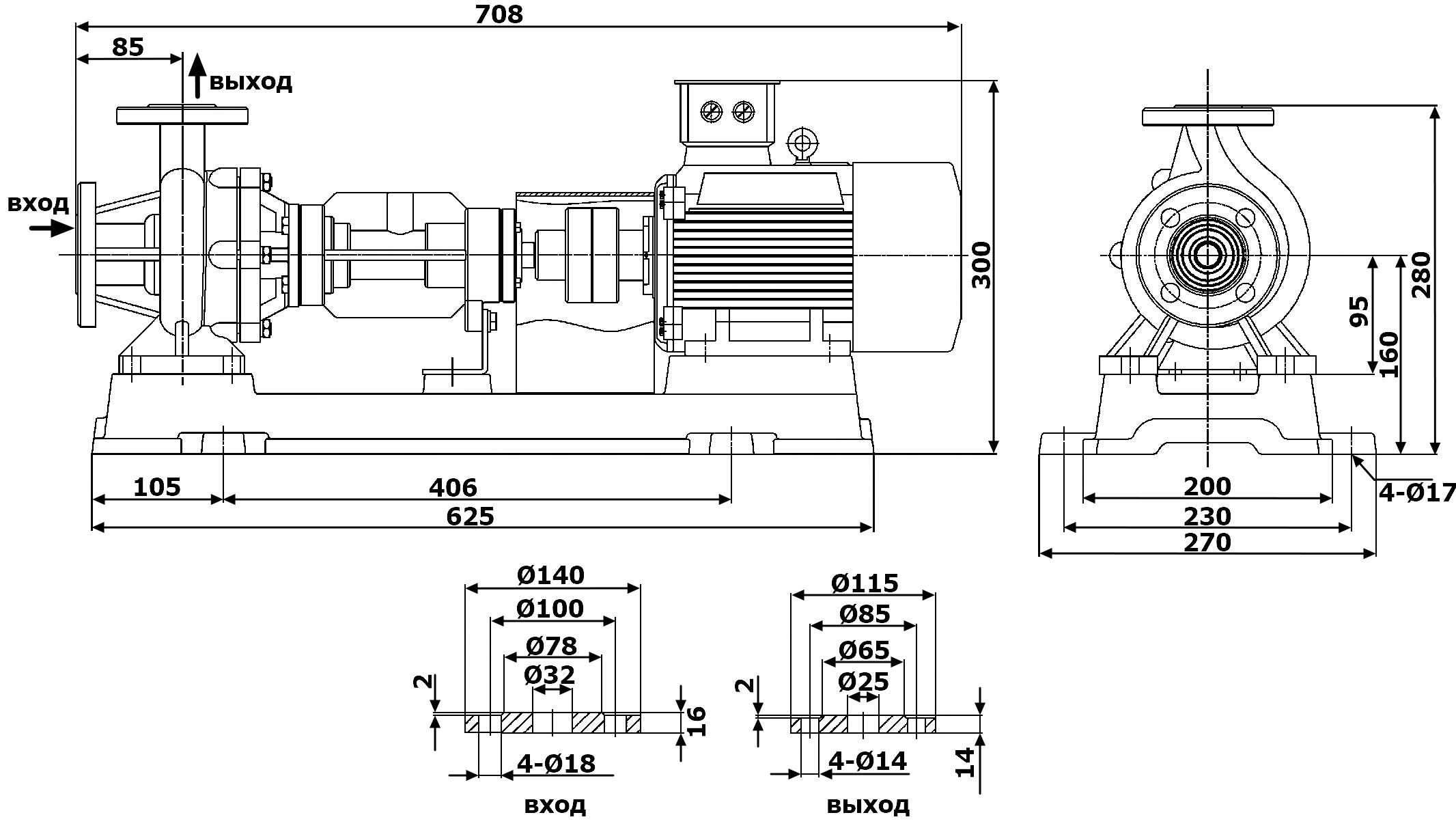 Габаритный чертеж модели LQRY 26-20-100/2-C