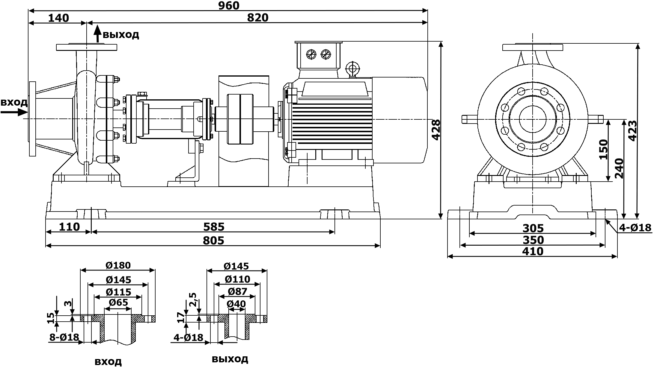 Габаритный чертеж модели LQRY 50-50-170/2-C