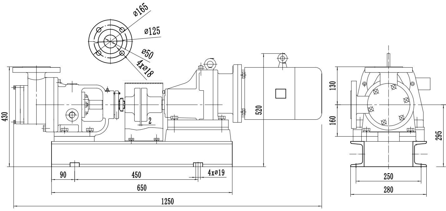 Габаритный чертеж насоса ZY Technology NYP-24-4-228-R